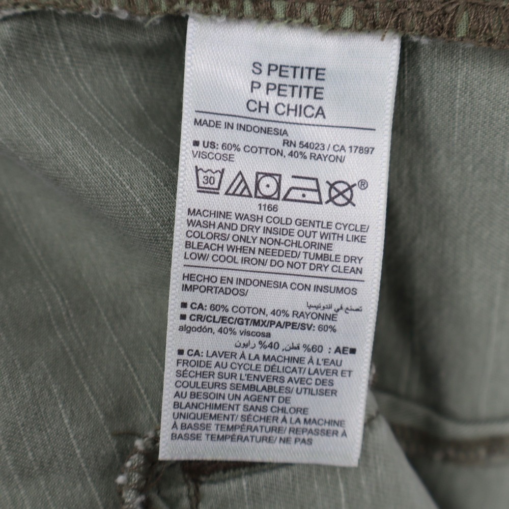 Old Navy Cargo Pants Womens Small Petite Olive Green Cotton Mid Rise Wide Leg - Picture 4 of 6